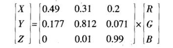 RGB顏色空間到CIEXYZ空間的轉換公式