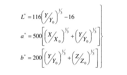 Lab顏色空間L、a、b值計(jì)算公式